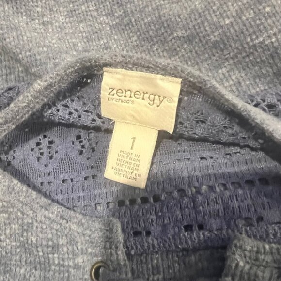 Chico's Zenergy Blue 3/4 Sleeve Blouse Size M - Picture 9 of 9